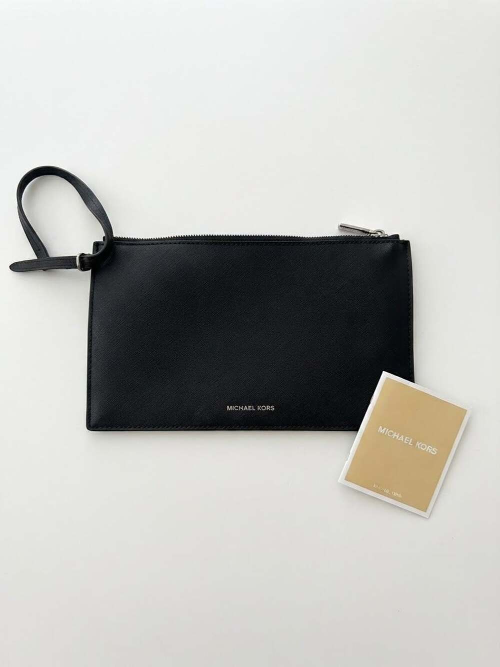 Michael Kors Saffiano Leather Wristlet Pouch Black